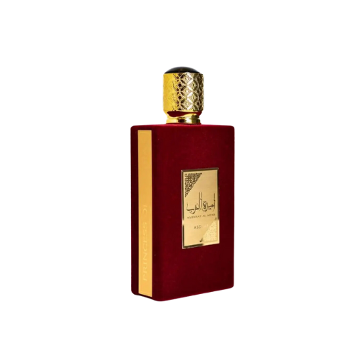 Elegant bottle of Ameerat Al Arab by Lattafa, showcasing the luxurious 100ml size with ornate gold and deep blue design, symbolizing Oriental fragrance